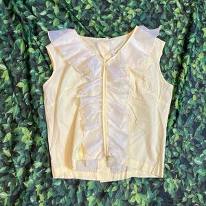 60s/70s Cottagecore Yellow Frills Shirt Top